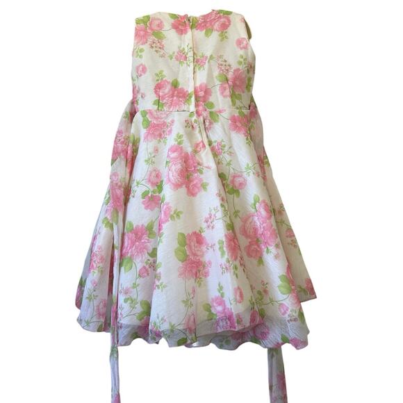 Girls “OK Kids” Spring Floral Sheer Dress Ivory Pink SZ 10 Sleeveless - Picture 6 of 8